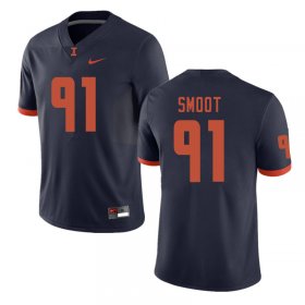 Sale - Dawuane Smoot #91 Navy Men Fighting Illini University Football Embroidery Jersey 6834622