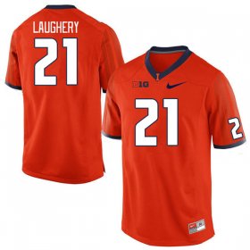 Sale - Aidan Laughery #21 Orange Men Fighting Illini Limited NCAA Football Stitch Jersey 7803218