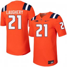 Sale - Aidan Laughery #21 Orange Men Fighting Illini Player Football Alumni Jersey 2102285