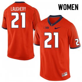 Sale - Aidan Laughery #21 Orange Women Fighting Illini Limited Player Football Alumni Jersey 4869241