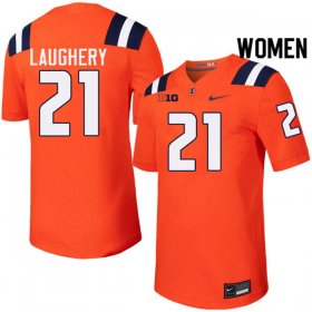 Sale - Aidan Laughery #21 Orange Women Fighting Illini University Football Official Jersey 3831983