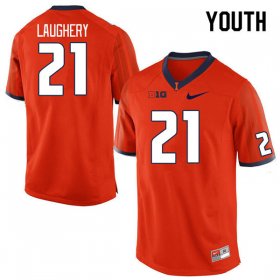 Sale - Aidan Laughery #21 Orange Youth Fighting Illini Limited University Football Official Jersey 2012713